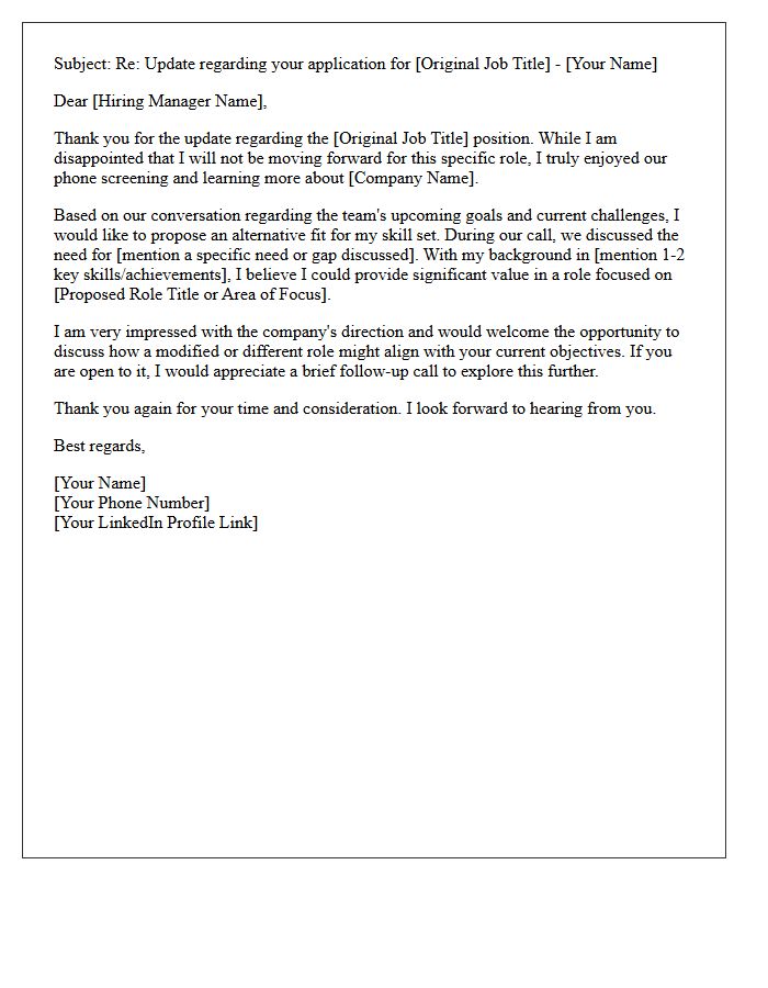 Alternative Role Proposal Post-Phone Screening Rejection Letter