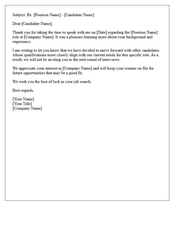 Standard Post-Phone Screening Rejection Letter