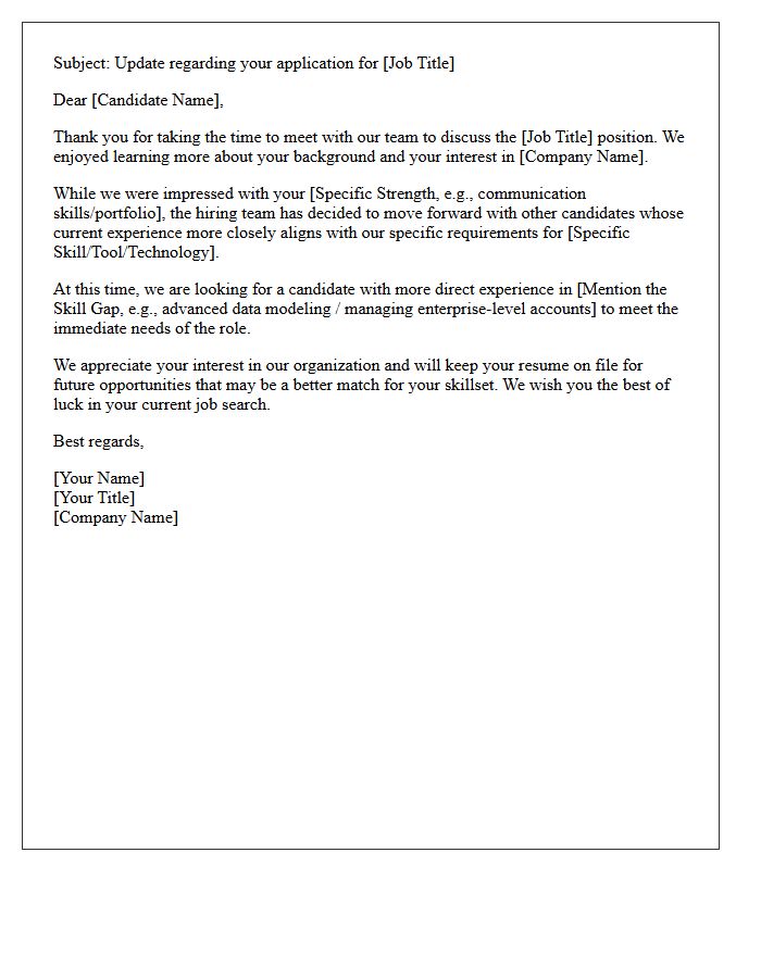 Skill Gap Post-First Interview Rejection Letter