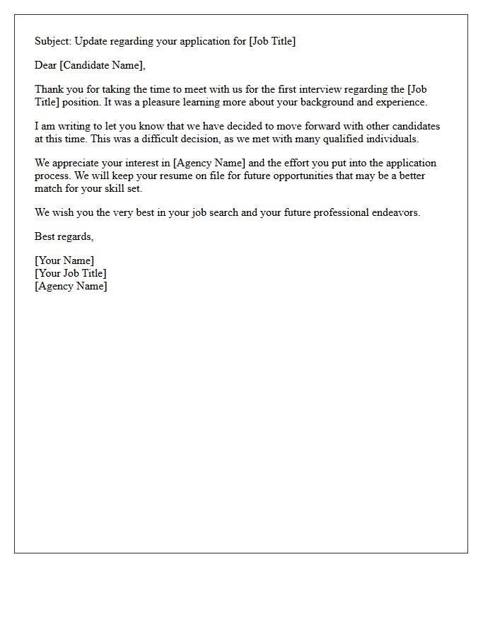 Standard Agency Post-First Interview Rejection Letter