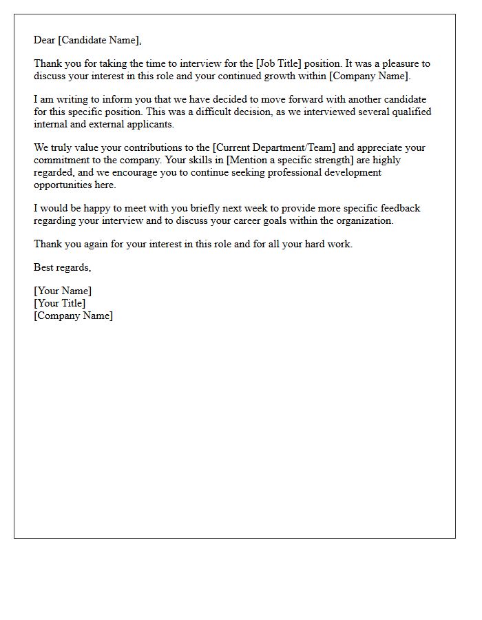 Post-Interview Rejection Letter for Internal Candidate Selection