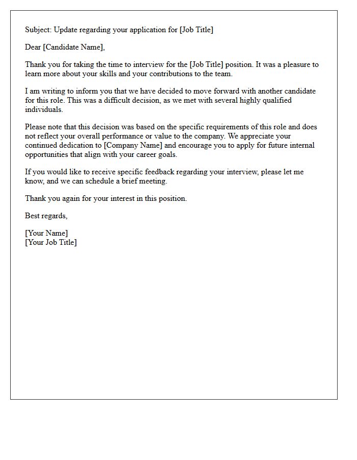 Shortlisted Candidate Rejection Letter After Internal Placement