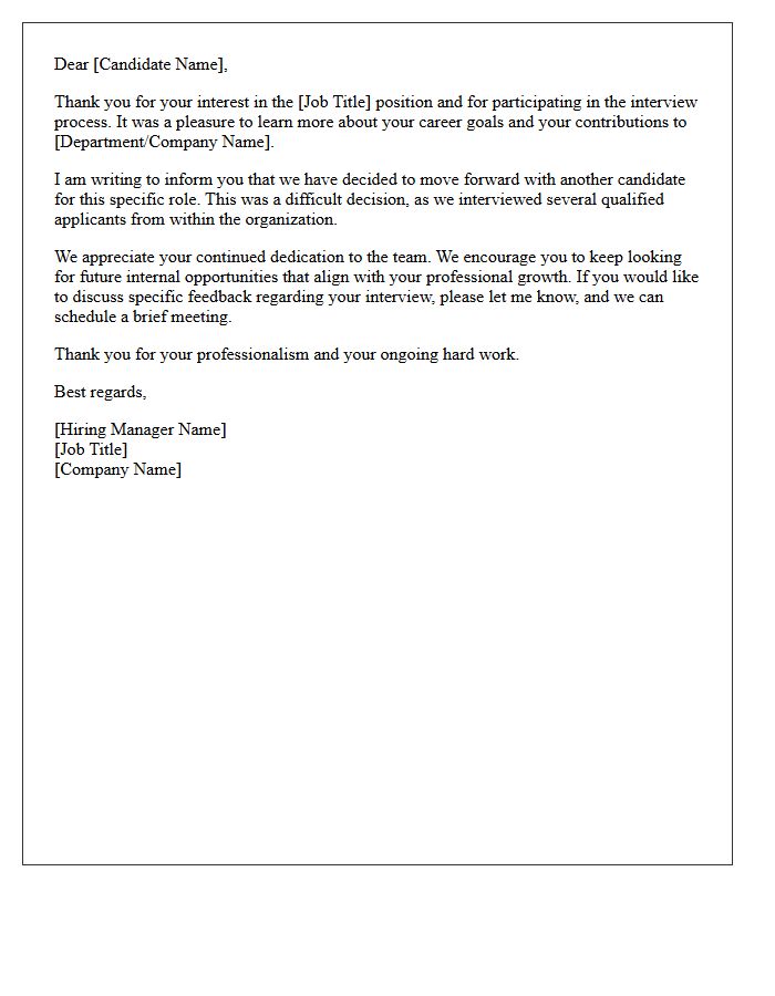 Standard Internal Candidate Selected Rejection Letter