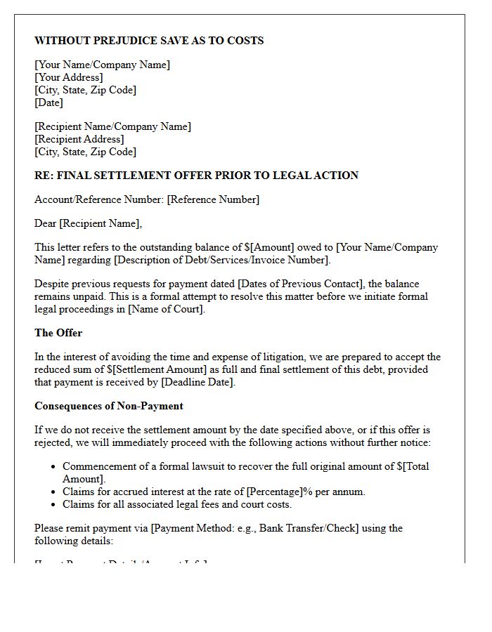 Final Settlement Offer Pre-Legal Letter