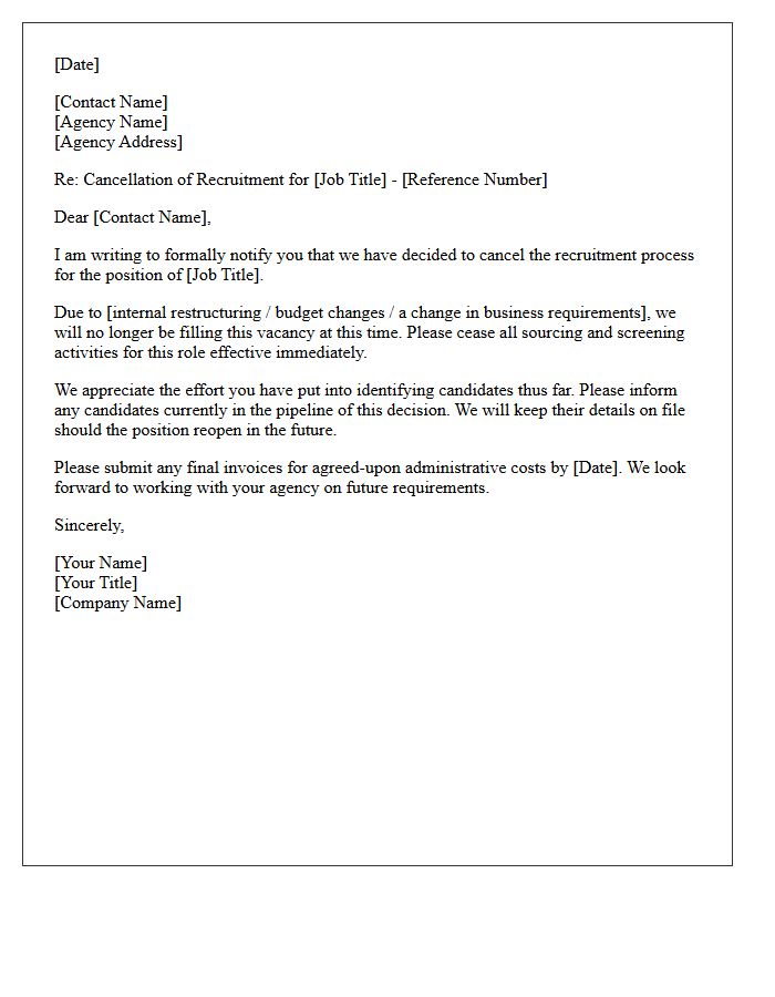 Agency Update On Cancelled Position Letter