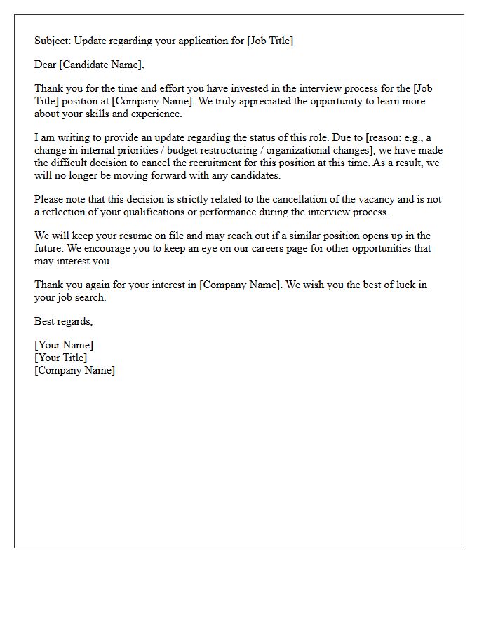 Candidate Update And Role Cancellation Letter