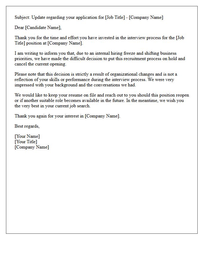 Hiring Freeze Role Cancellation Letter