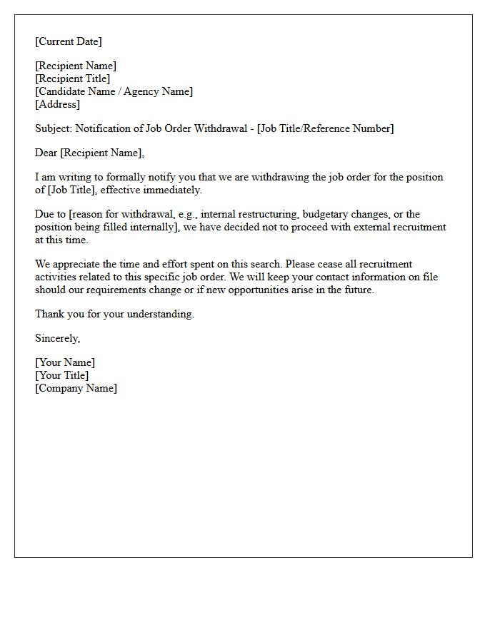 Job Order Withdrawn By Client Letter