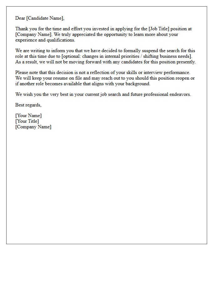 Suspended Search Candidate Rejection Letter