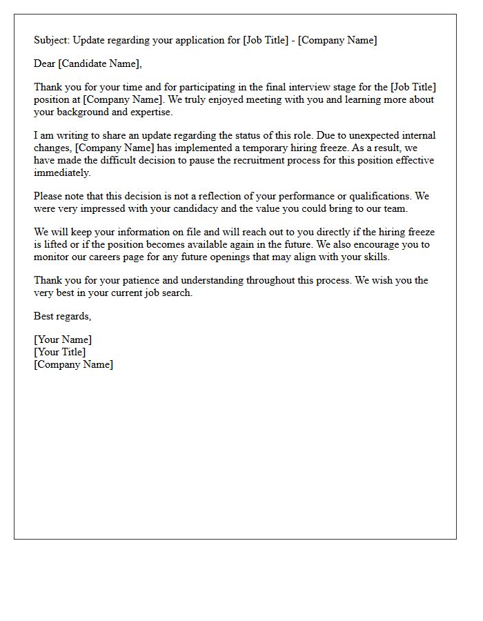 Final Interview Stage Hiring Freeze Notification Letter