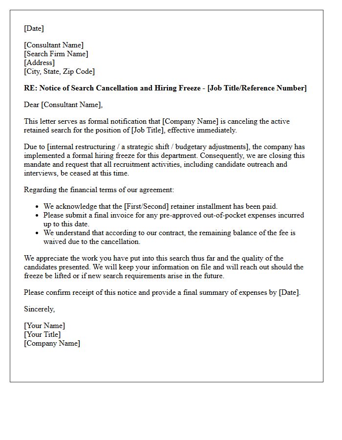 Retained Search Cancellation and Freeze Letter