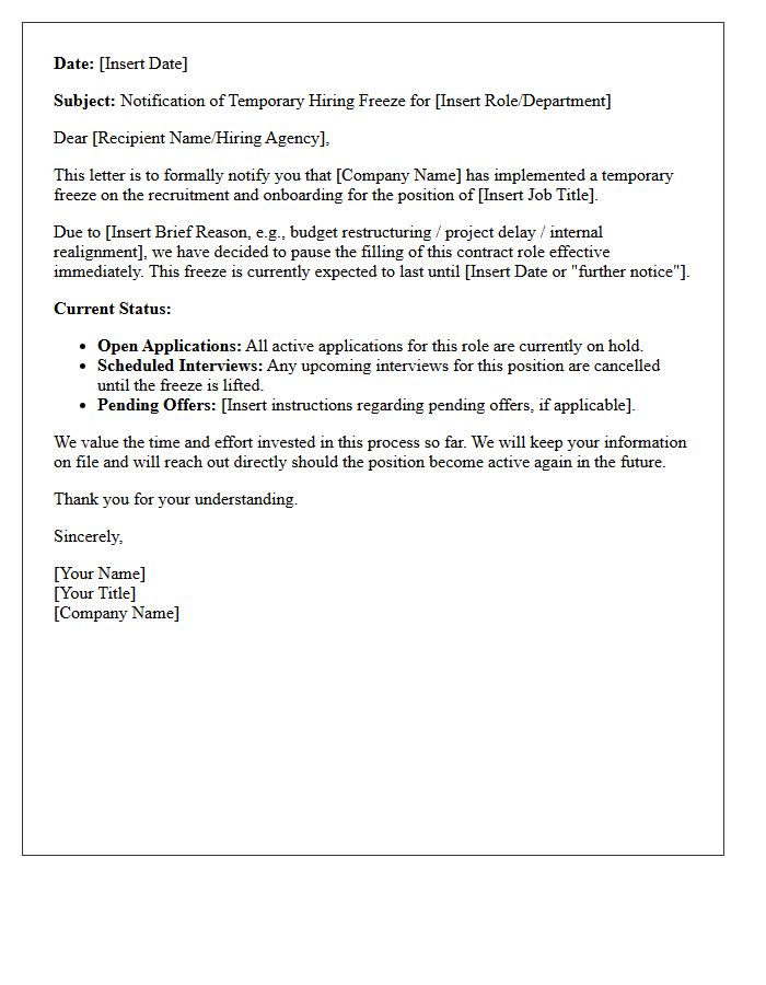 Temporary Contract Role Freeze Notification Letter