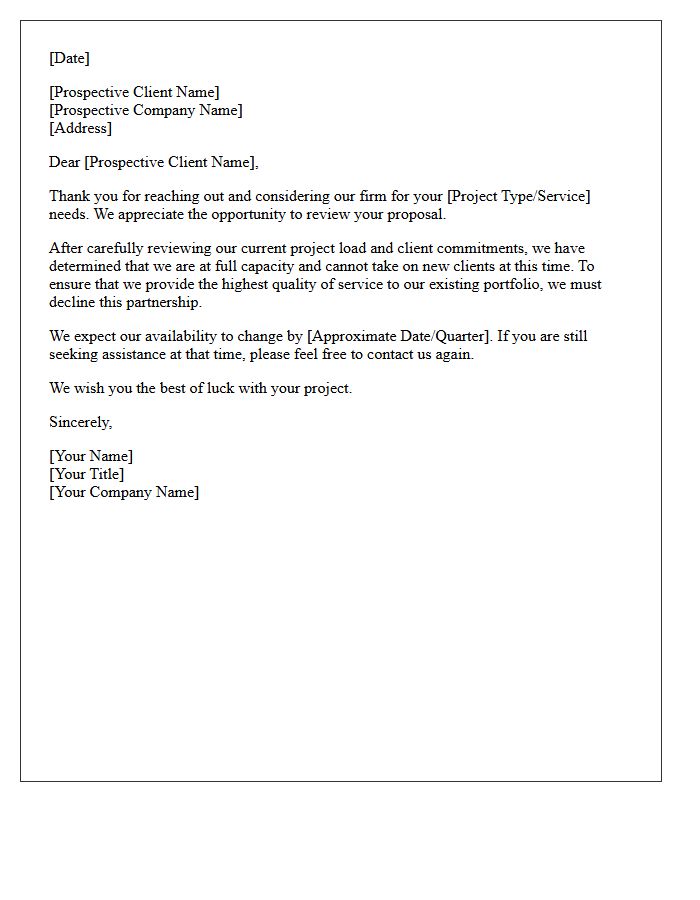 Current Capacity Client Portfolio Rejection Letter