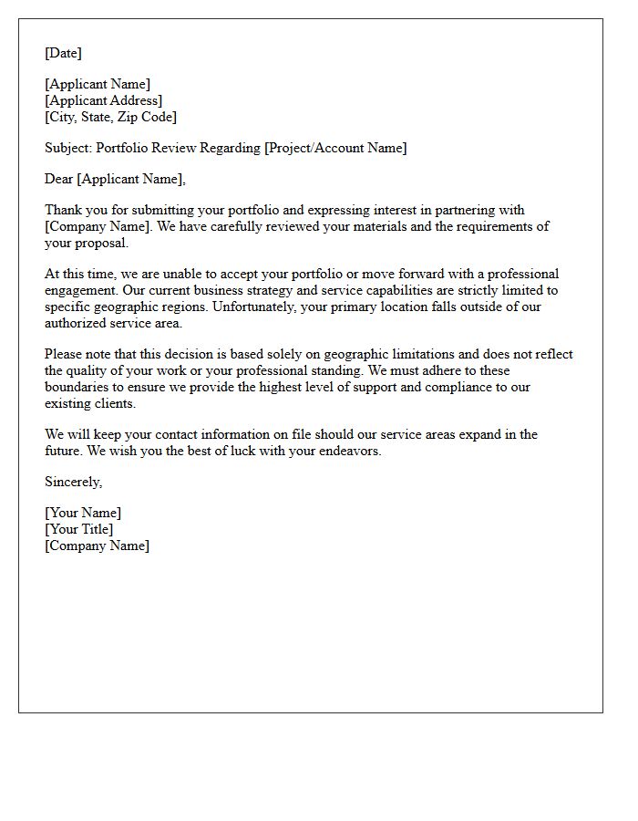 Geographic Limitation Client Portfolio Rejection Letter