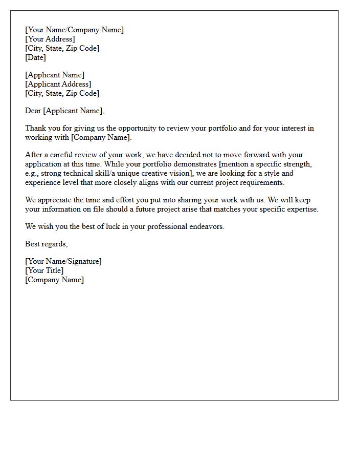 Standard Professional Client Portfolio Rejection Letter