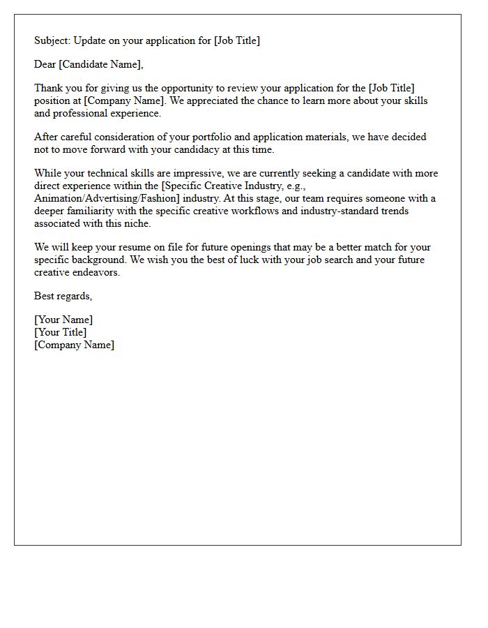 Creative Industry Background Insufficiency Rejection Letter