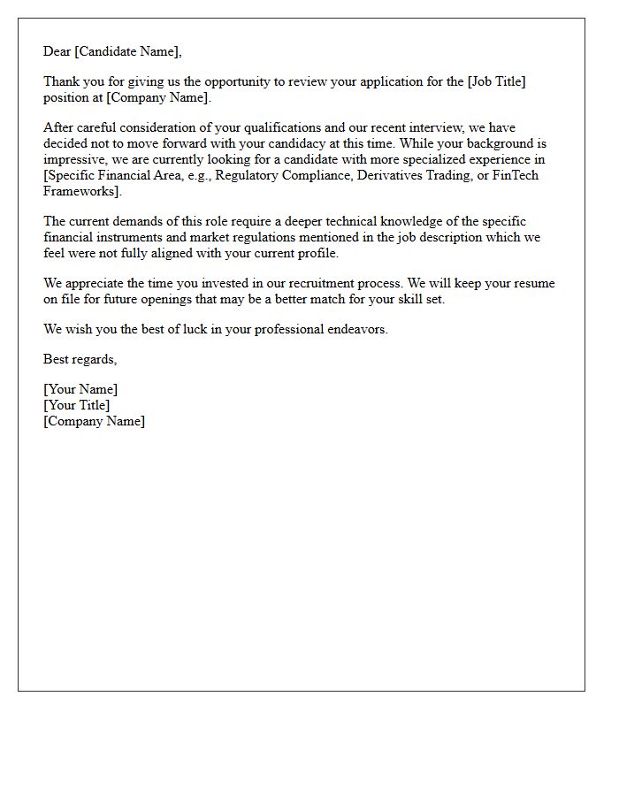 Financial Sector Knowledge Gap Candidate Rejection Letter