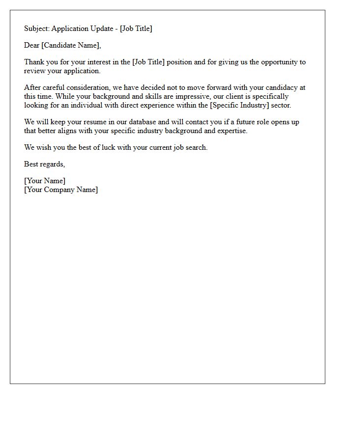 Recruitment Agency Lack Of Industry Experience Rejection Letter