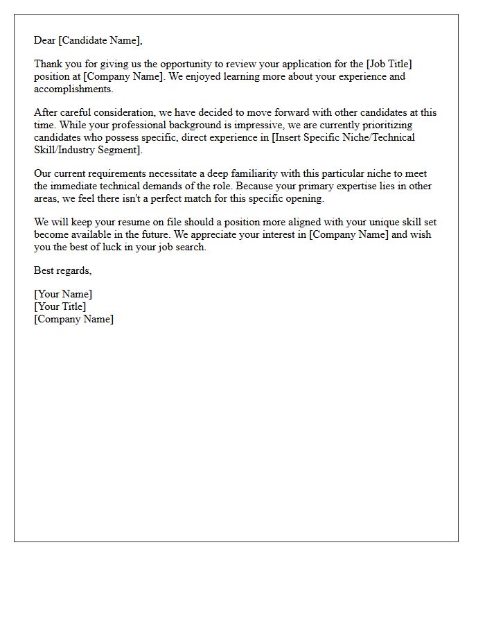 Specialized Niche Background Absence Candidate Rejection Letter