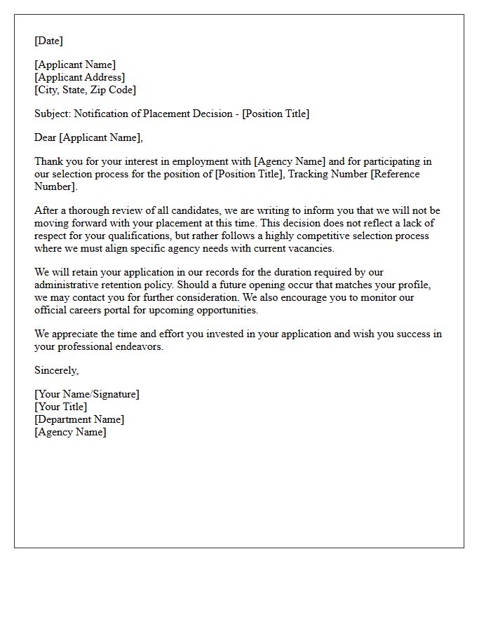 Administrative Agency Future Placement Rejection Letter