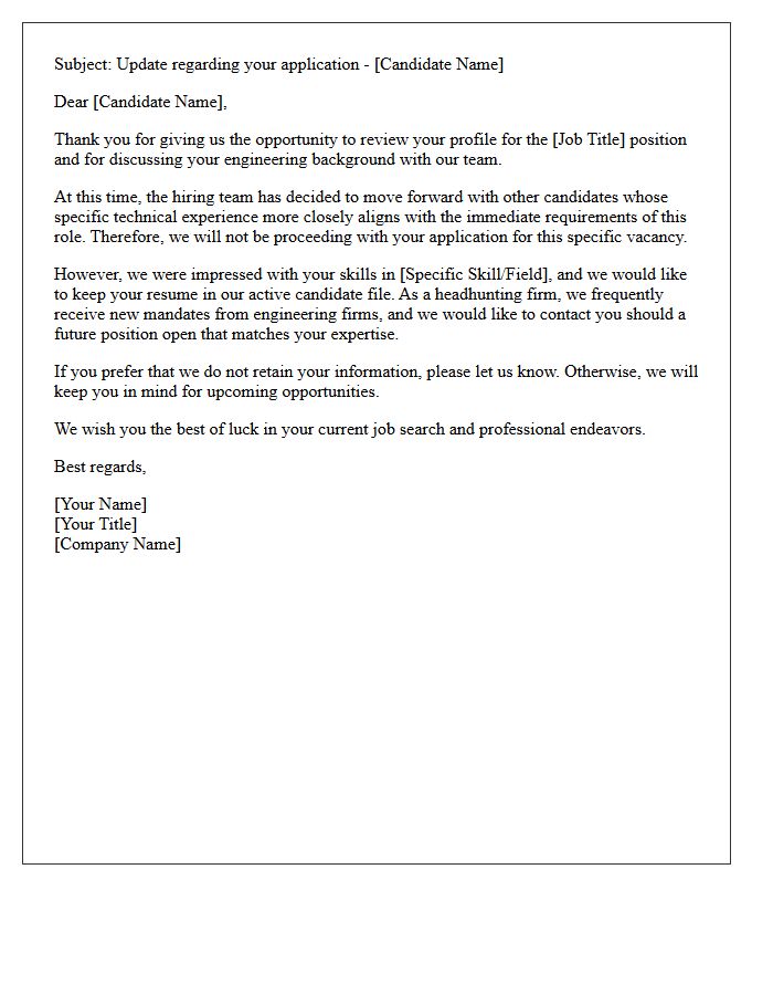 Engineering Headhunter Active File Rejection Letter