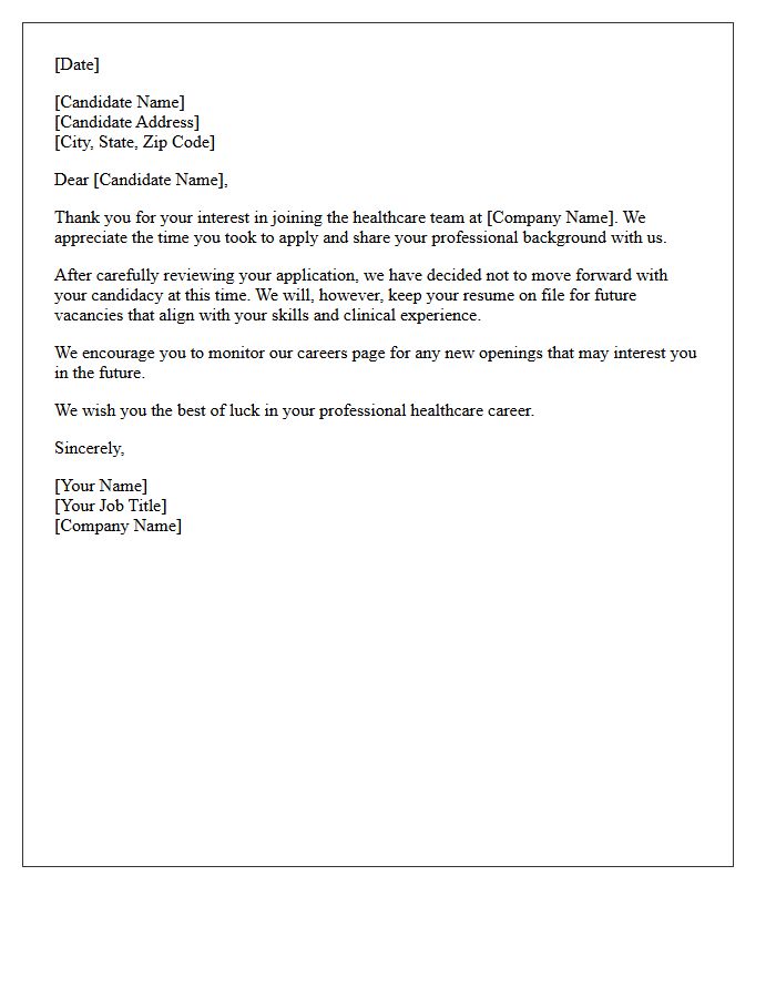 Healthcare Staffing Future Vacancies Rejection Letter