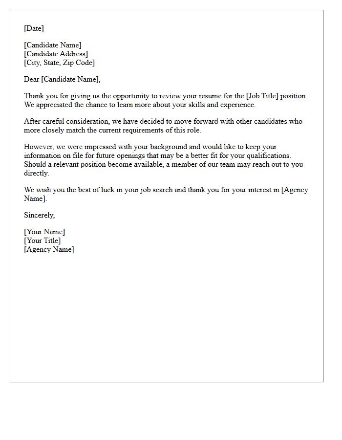 Standard Agency Keep On File Rejection Letter