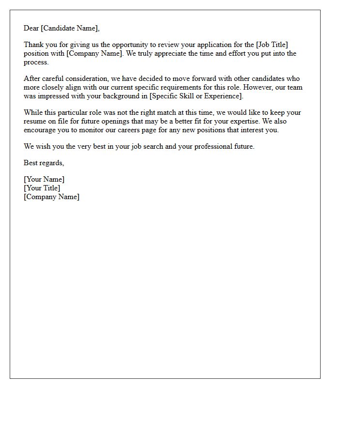 Future Opportunities Client Specific Rejection Letter