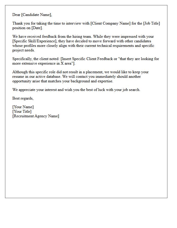 Post Interview Client Specific Rejection Forwarding Letter