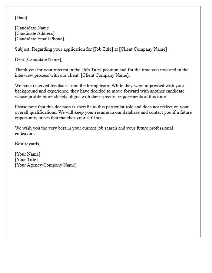 Standard Client Specific Rejection Forwarding Letter