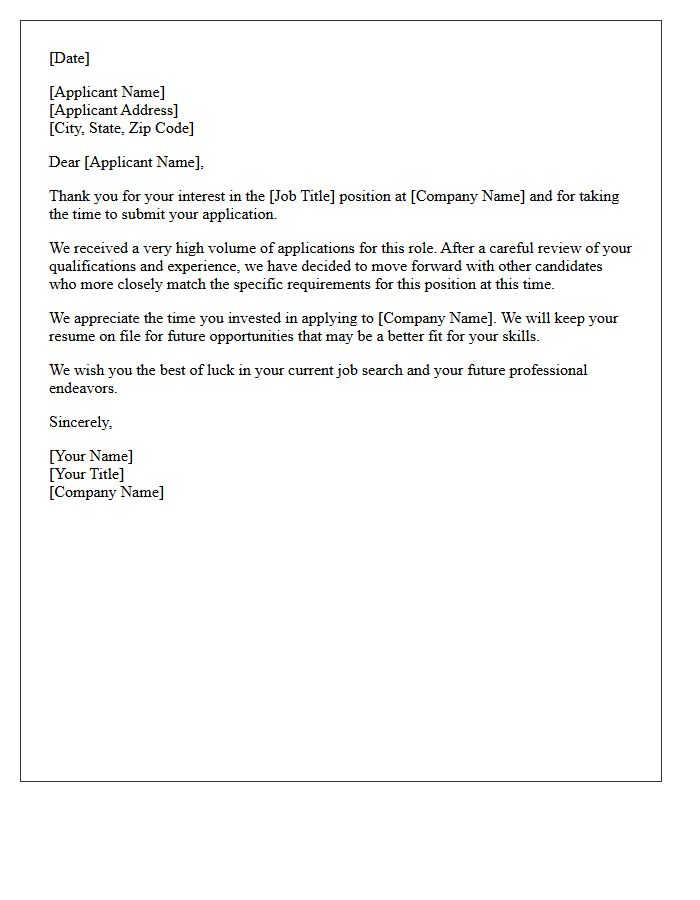Client Specific Volume Applicant Rejection Letter
