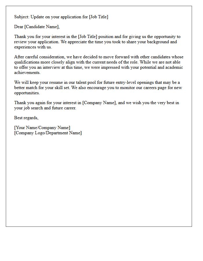 Entry Level Candidate Pool Rejection Letter