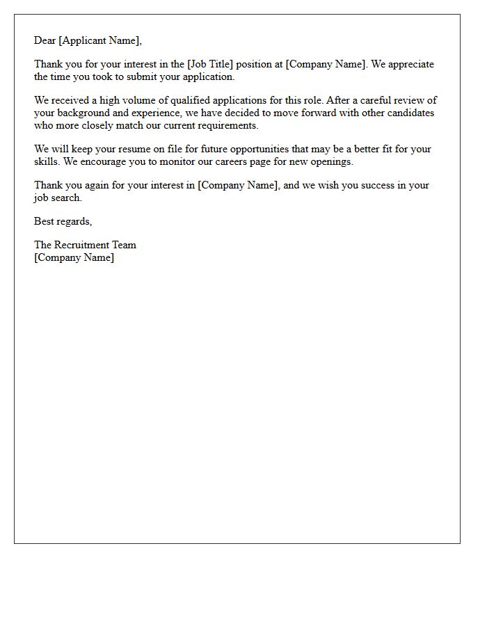 Initial Screening Volume Applicant Rejection Letter