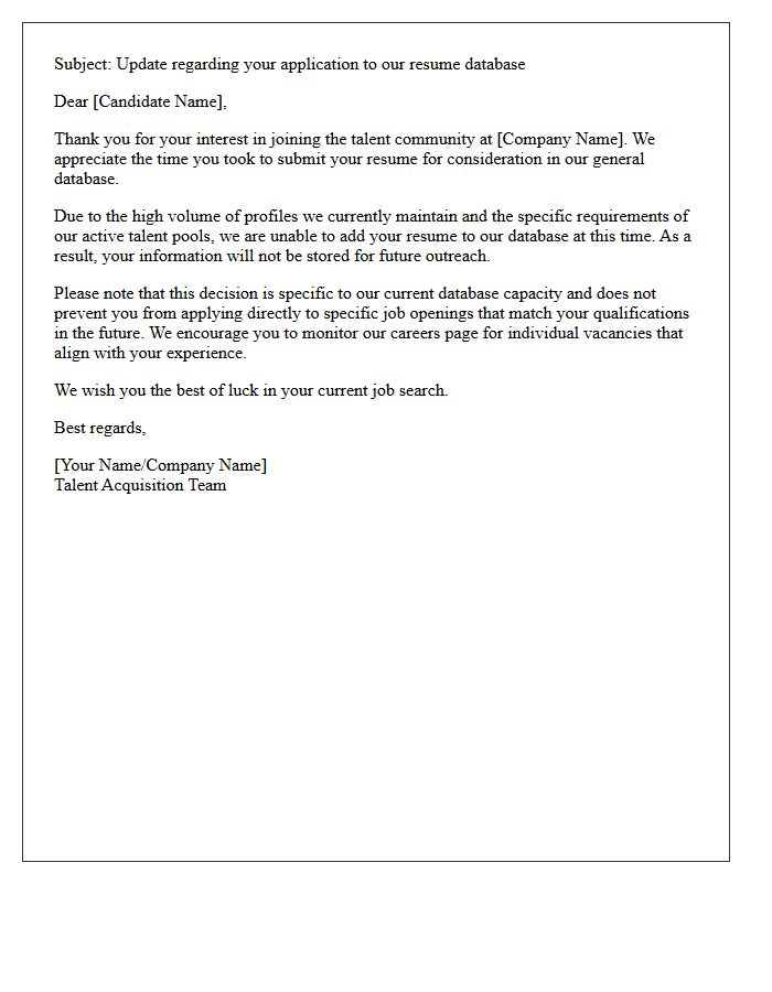 Resume Database Addition Volume Rejection Letter