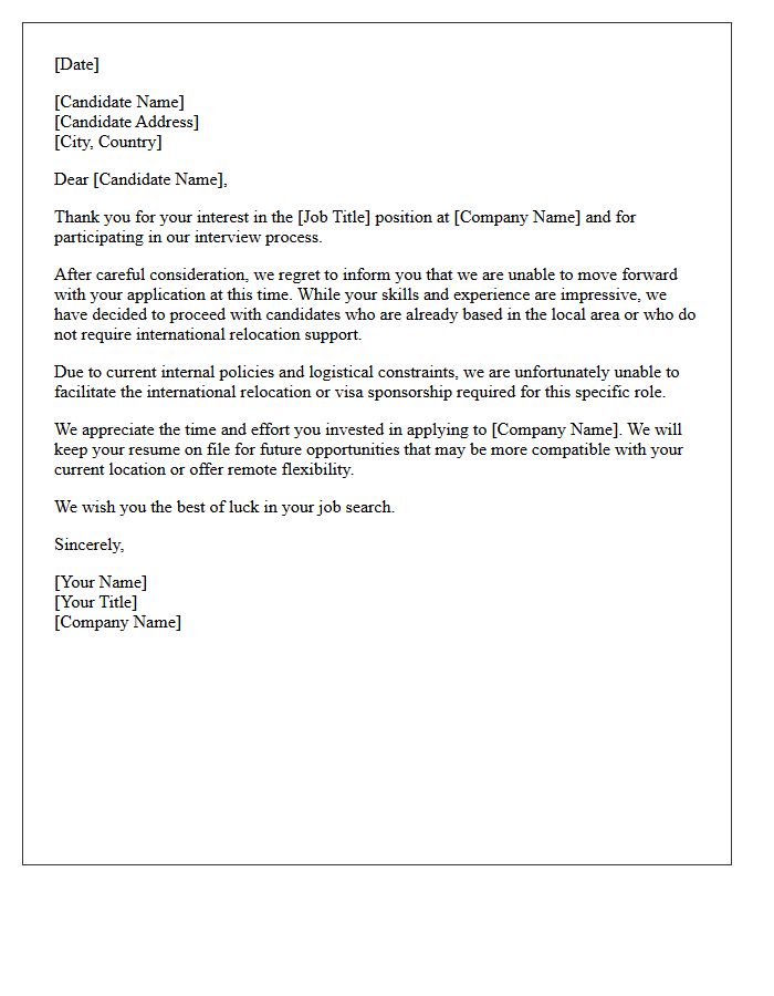 International Role Relocation Inability Rejection Letter