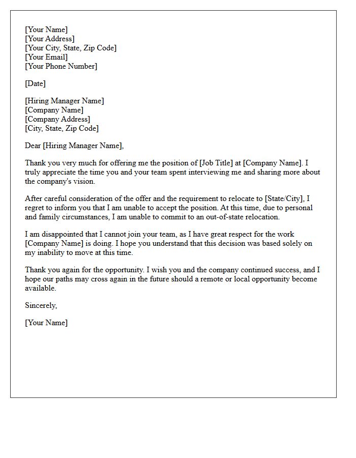 Out-Of-State Position Relocation Inability Rejection Letter