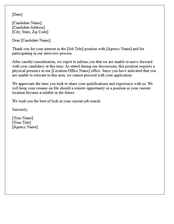 Standard Agency Relocation Inability Rejection Letter
