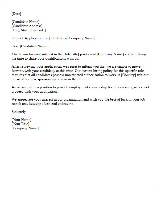 Employment Sponsorship Restriction Rejection Letter