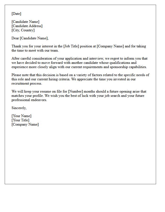 Foreign National Candidate Rejection Letter