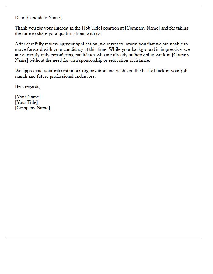 International Candidate Sponsorship Rejection Letter