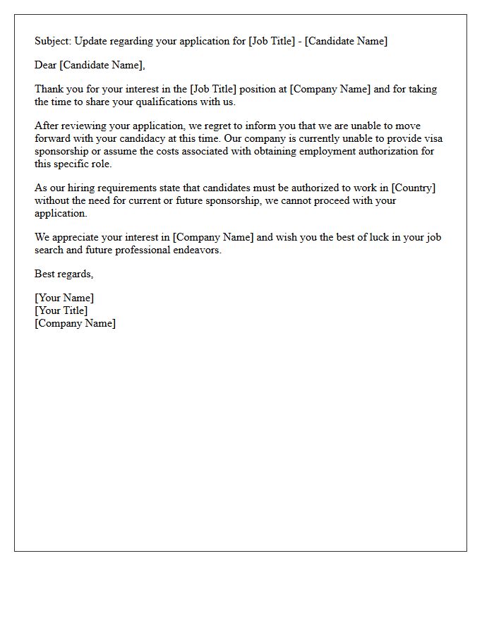 Lack Of Visa Sponsorship Notification Letter