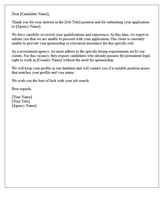 Recruitment Agency Visa Sponsorship Rejection Letter