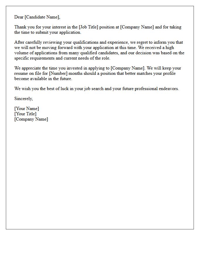 Unsponsored Position Application Rejection Letter