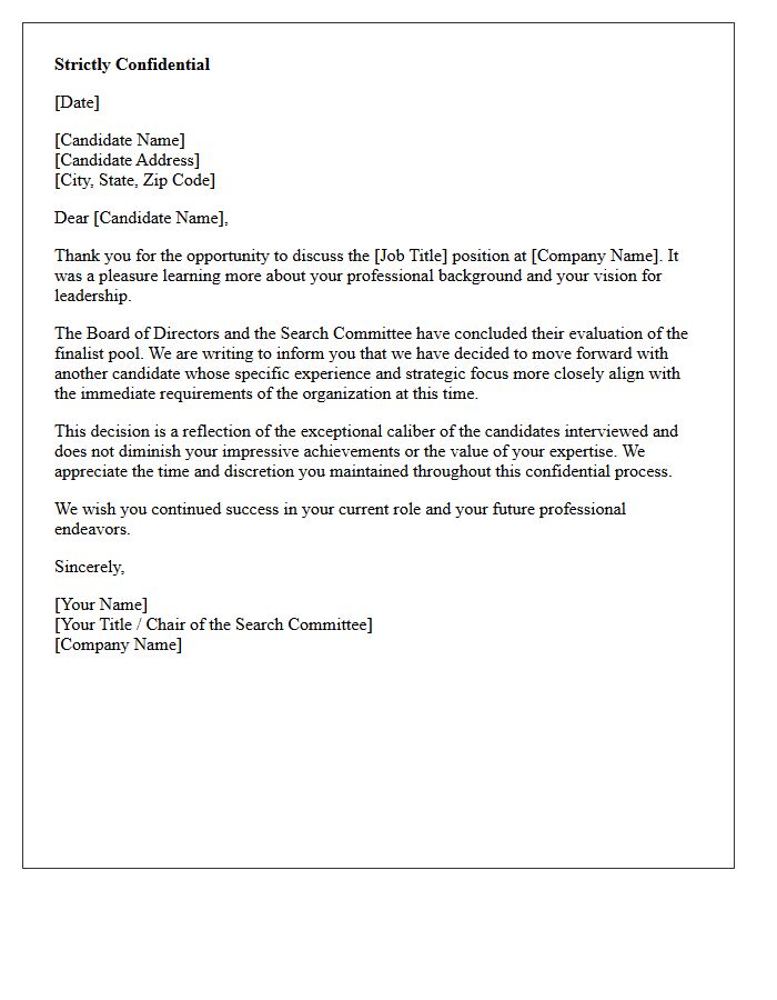Confidential C-Suite Search Rejection Letter