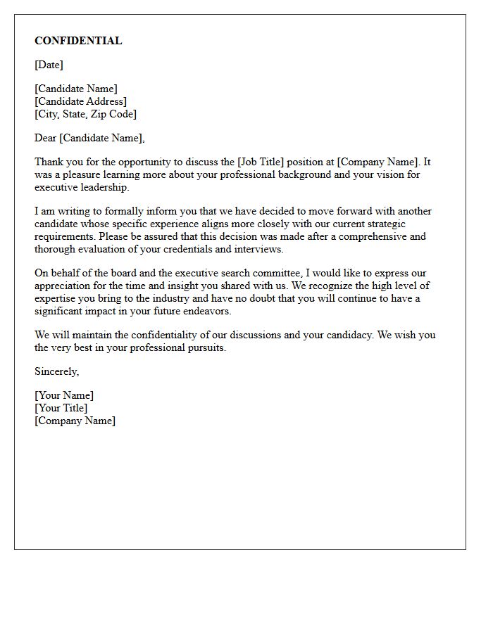 Confidential Executive Placement Rejection Letter