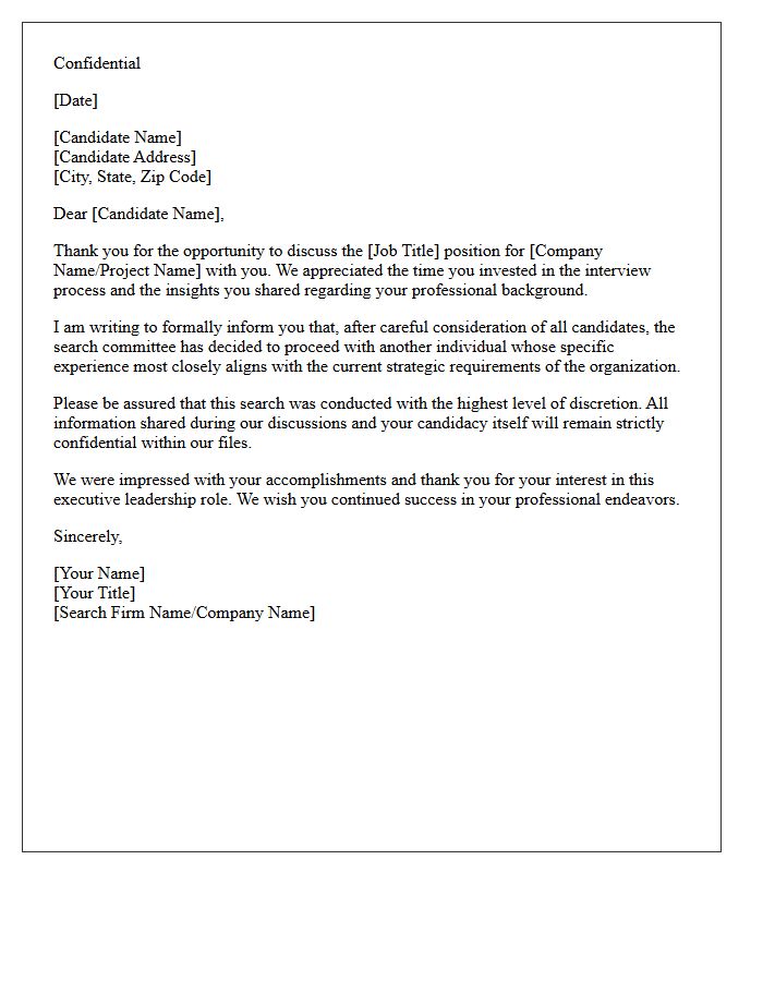 Confidential Executive Search Application Decline Letter