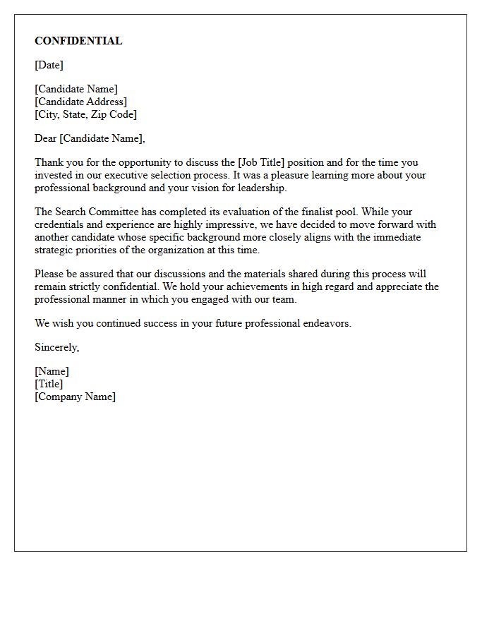 Confidential Rejection Letter for Executive Candidates
