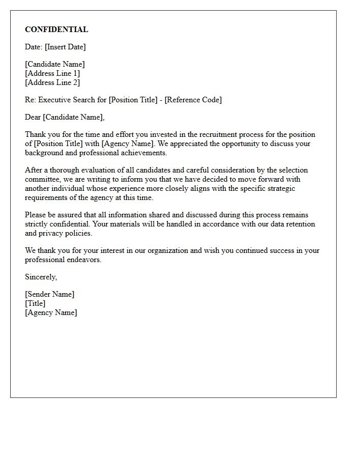 Executive Agency Confidential Rejection Letter