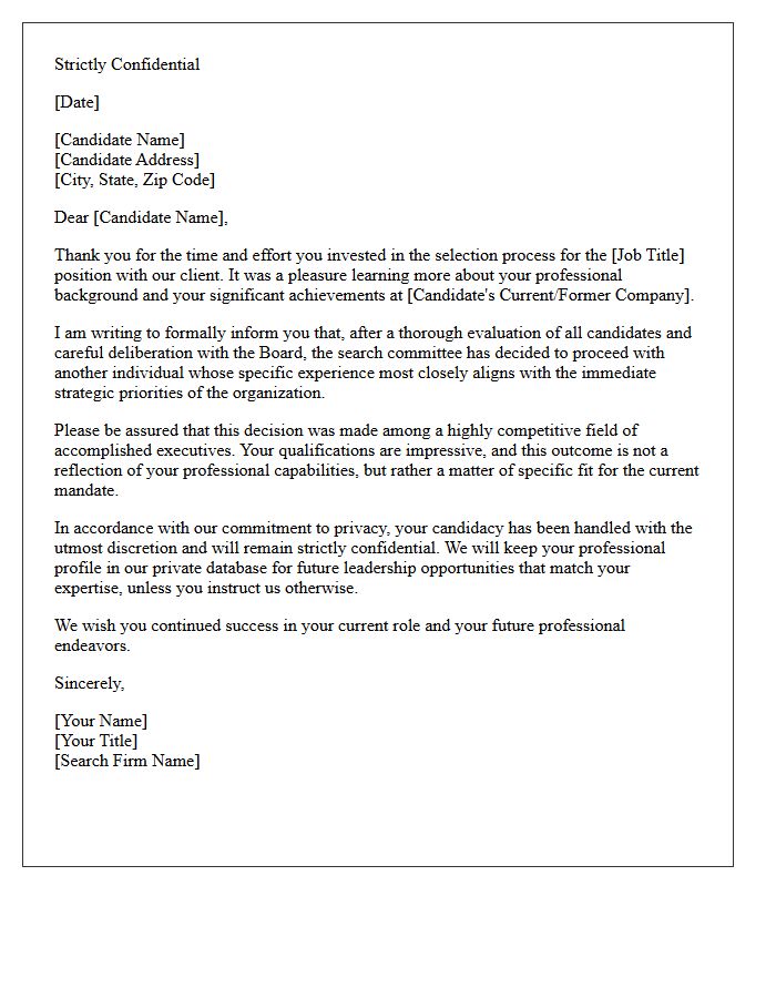 Executive Headhunting Confidential Rejection Letter