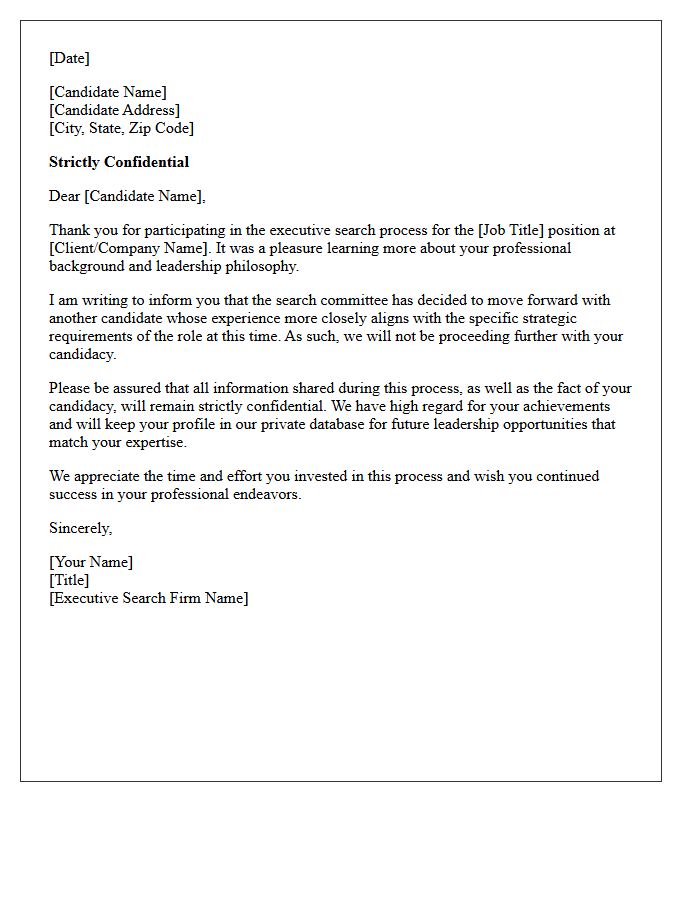 Executive Search Confidential Rejection Letter